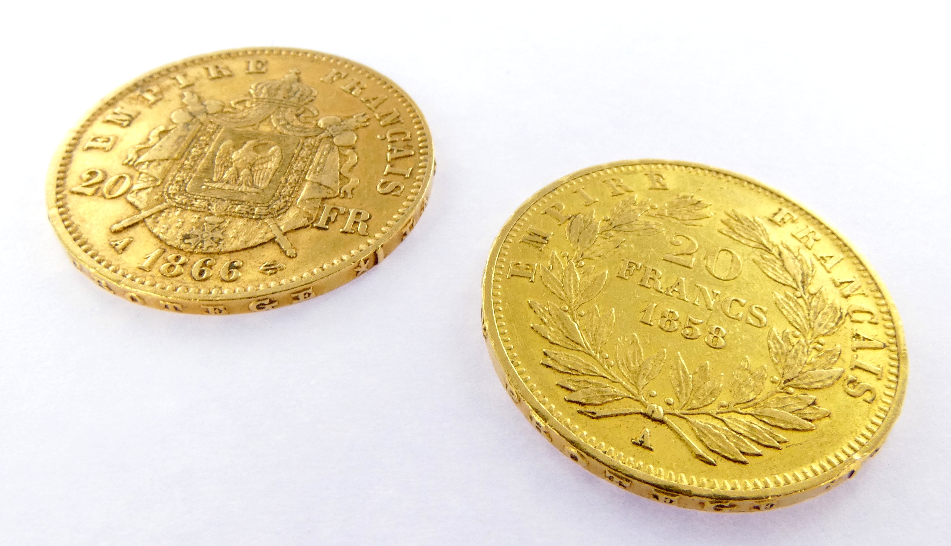 Lot 7 — 2 Pièces de 20F Or 900 mil. 12.8g